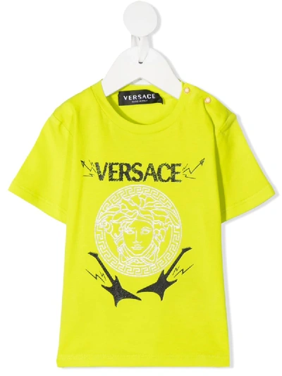 Young Versace Babies' Medusa Head T-shirt In Yellow
