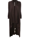 RICK OWENS CASHMERE DRAPED ASYMMETRIC CARDIGAN