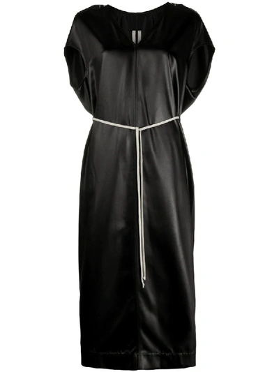 Rick Owens Waist-tied Midi Dress In Black