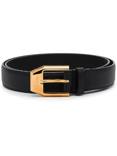 Gucci Logo-engraved Buckle Belt In Black