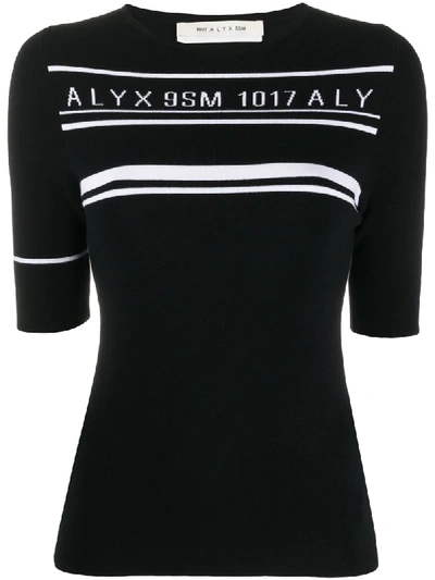Alyx Intarsia Logo Stretch Knit Top In Black
