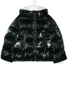 MONCLER PATENT HOODED DOWN COAT