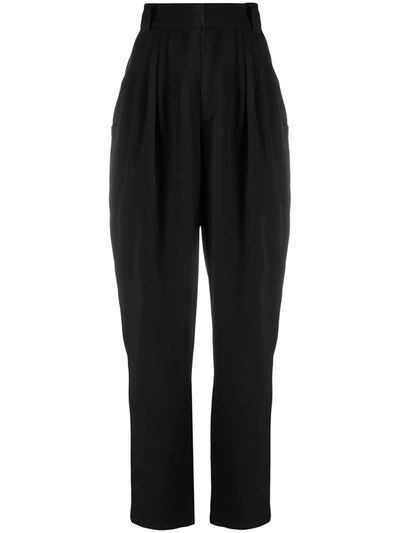 Alessandra Rich Light Wool High Waisted Trousers In Black