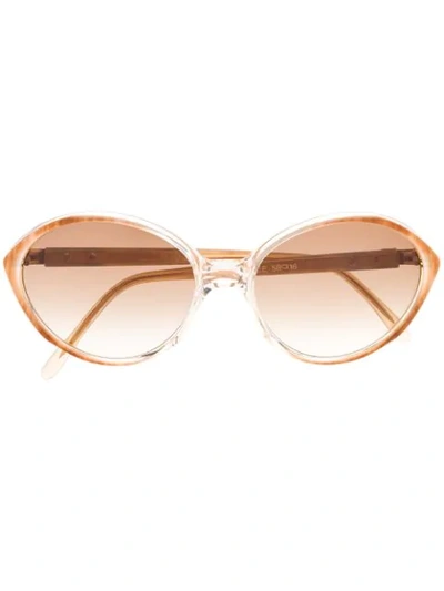 Pre-owned Saint Laurent 1980s Oval-frame Sunglasses In Orange