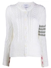 THOM BROWNE 4-BAR ARAN CABLE KNIT CARDIGAN