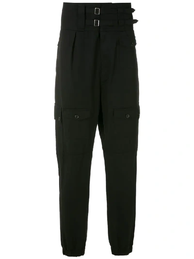 Dolce & Gabbana Double-buckle Fastening Trousers In Black