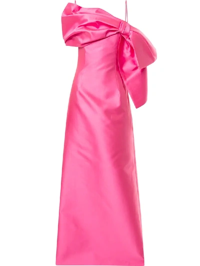 Carolina Herrera Pink Off-the-shoulder Bow Front Gown In Rosa