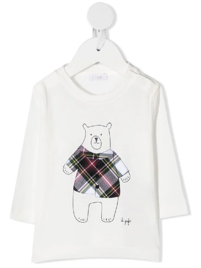Il Gufo Babies' Bear Print Long-sleeve T-shirt In White