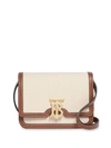 BURBERRY MINI TWO-TONE CANVAS AND LEATHER TB BAG,14101328