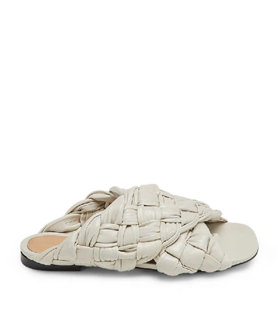 Bottega Veneta Womens Bone Bv Board Intrecciato Leather Sandals 3.5 In White