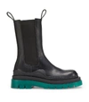 Bottega Veneta Tire Rubber-trimmed Leather Chelsea Boots In Black,green