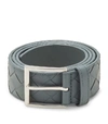 Bottega Veneta Leather Intrecciato Belt In Slate Silver