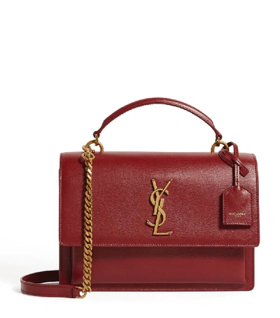 Saint Laurent Medium Sunset Leather Satchel Bag In Opyum Red