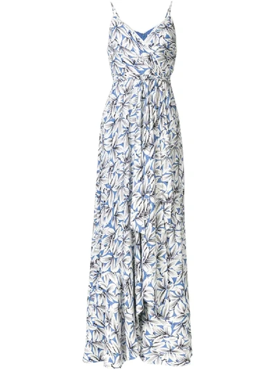 Jonathan Simkhai Ava Wrap-effect Floral-print Linen-blend Gown In Pacific Print