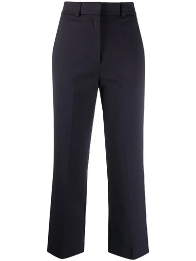 Twinset Cropped Straight-leg Trousers In Blue