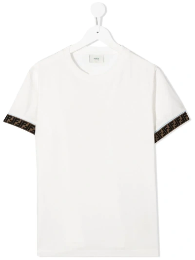 Fendi Teen Ff Trim T-shirt In White