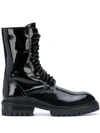 Ann Demeulemeester Patent Leather Lace-up Boots In Black