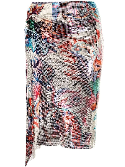 Paco Rabanne Chainmail Pencil Skirt In Multicolour