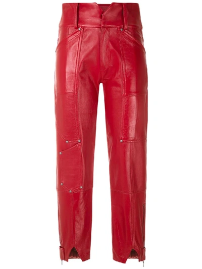 Andrea Bogosian Rich Leather Trousers In Red