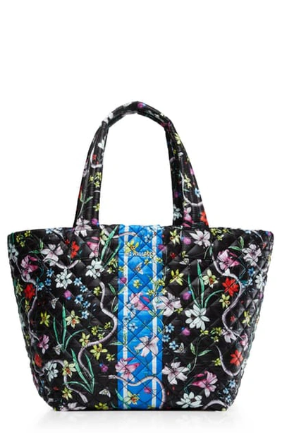 Mz Wallace Medium Metro Quilted Nylon Tote In Eden Floral With Stripe