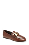 Tod's T Ring Leather Loafers In Brown