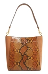 TORY BURCH MCGRAW SNAKE EMBOSSED LEATHER HOBO,75241