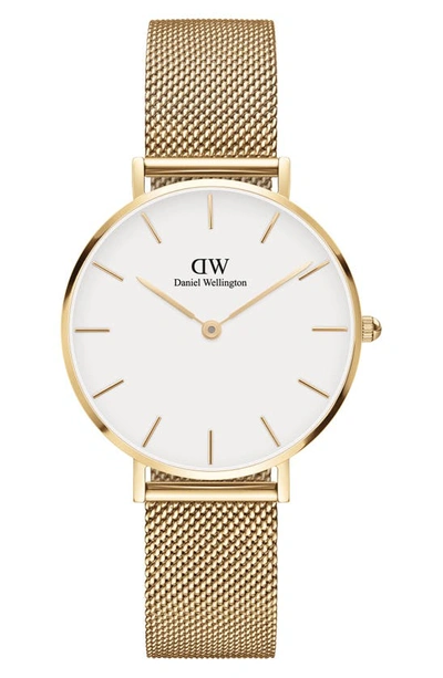 Daniel Wellington Petite Evergold Mesh Strap Watch, 32mm In Gold/ Eggshell