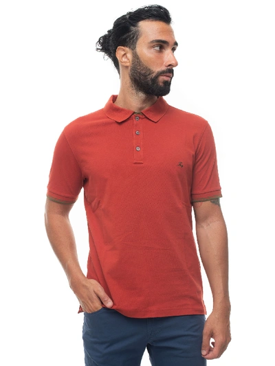 Fay Short Sleeve Polo Shirt Red Cotton Man In Orange