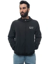 Ea7 Windbreaker Jacket Black Polyester Man In Black