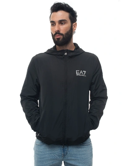 Ea7 Windbreaker Jacket Black Polyester Man