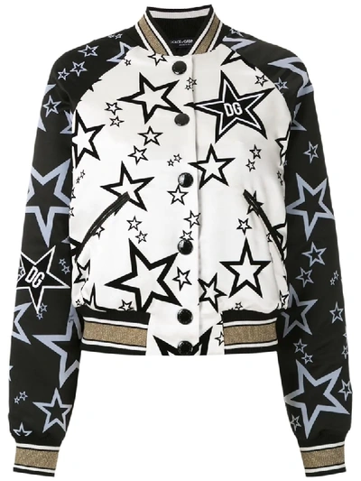 Dolce & Gabbana Millennials Star Print Bomber Jacket In Black