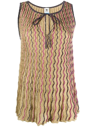 M Missoni Metallized Wave-pattern Top In Gold