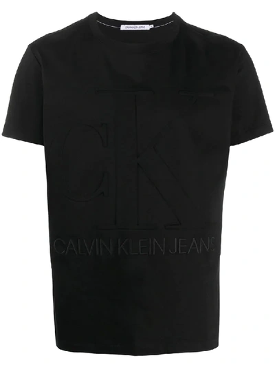 Calvin Klein Jeans Est.1978 Textured Logo T-shirt In Black