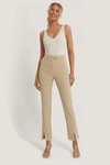 NA-KD REBORN FRONT SLIT SUIT PANTS BEIGE