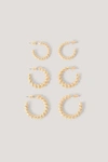 NA-KD 3-PACK CHUBBY TWISTED HOOPS - GOLD
