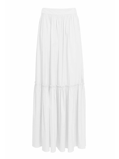 Genny High Waisted Long Skirt In White
