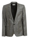 SAINT LAURENT WOOL BLEND LAMÉ SINGLE-BREASTED BLAZER