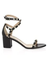 Valentino Garavani Women's Rockstud Leather Sandals In Black