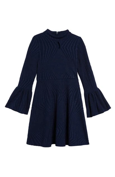 Ava & Yelly Kids' Flare Cuff Dress In Blue