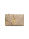 Saint Laurent Envelope Monogram Matelassé Leather Shoulder Bag In Dark Beige