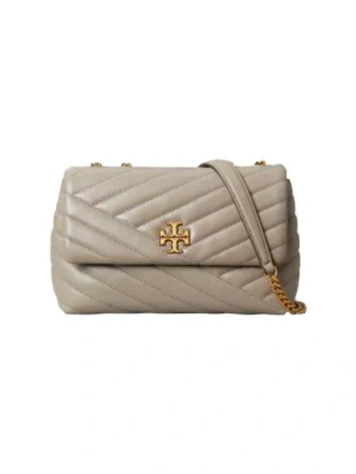 Tory Burch Kira Small Chevron Leather Shoulder Bag In Grey Heron