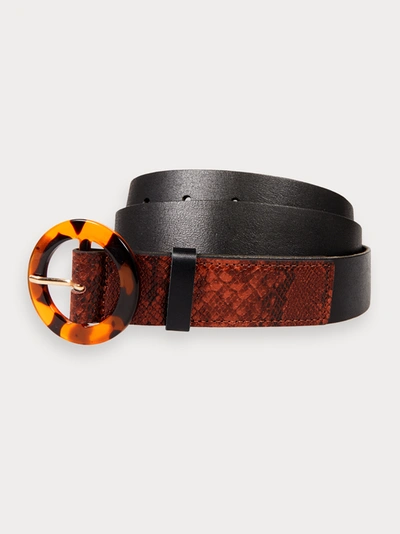 Scotch & Soda Leather Belt In Black