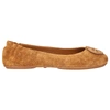 Tory Burch Leather Ballerina 'minnie Travel Ballet' Dark Tiramisu In Brown