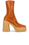 Stella Mccartney Vegetarian Leather Platform Ankle Boots In Praline