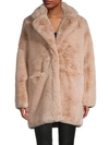 Apparis Marie Faux Fur Mid-length Coat In Sand