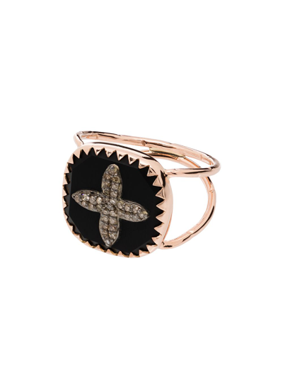 PASCALE MONVOISIN 9KT ROSE GOLD BOWIE N°2 DIAMOND CROSS RING