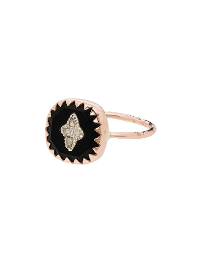 Pascale Monvoisin 9ct Rose Gold Pierrot Diamond And Bakelite Ring In Black Rose Gold