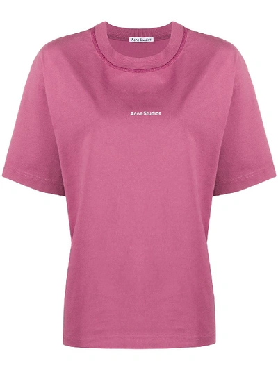Acne Studios Edie Stamp T-shirt In Viola Cotton In Pink