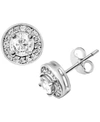 Essentials Cubic Zirconia Halo Stud Earrings In Silver-plate In Silver