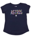 New Era Houston Astros Youth Girls Flip Sequin T-shirt In Navy